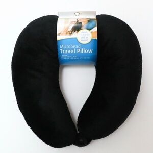 Cloudz microbead neck travel pillow black soft velvet brand new carry on